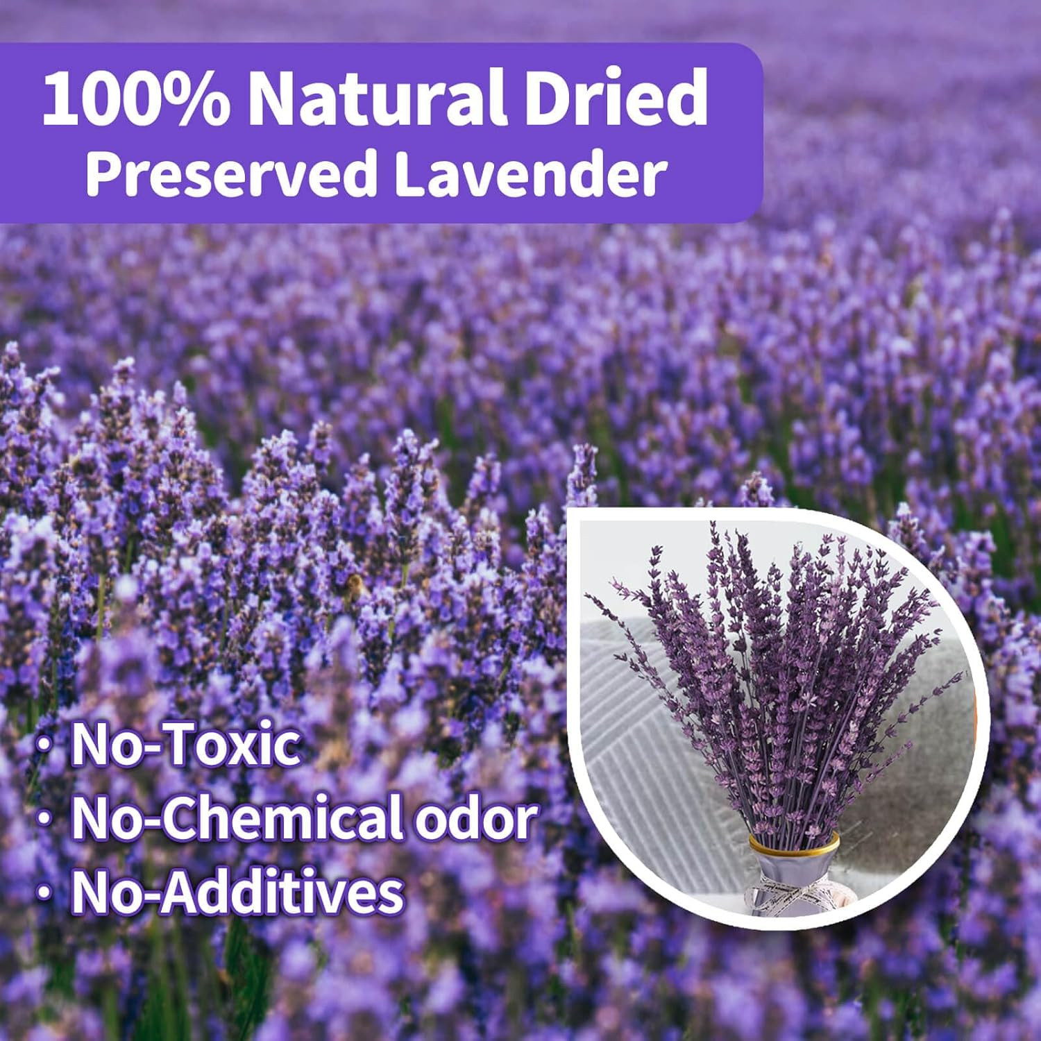 Dried Purple Lavender Flowers Bundle-Dried Preserved Lavender Bouquet 15-17" for