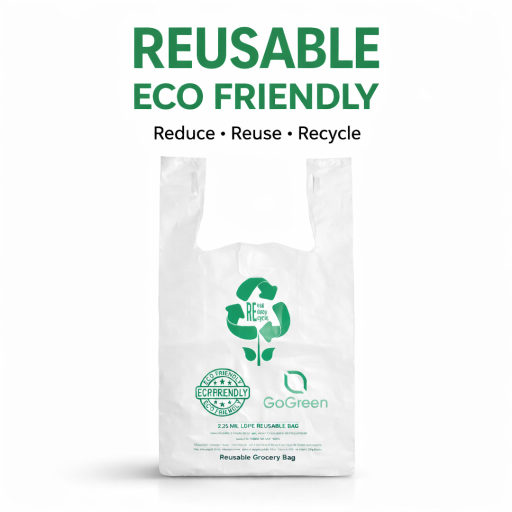 Extra Heavy Duty 1/6 T-Shirt Grocery White Bags 2.25 Mil 21x6.5x11.5 Plastic Bag