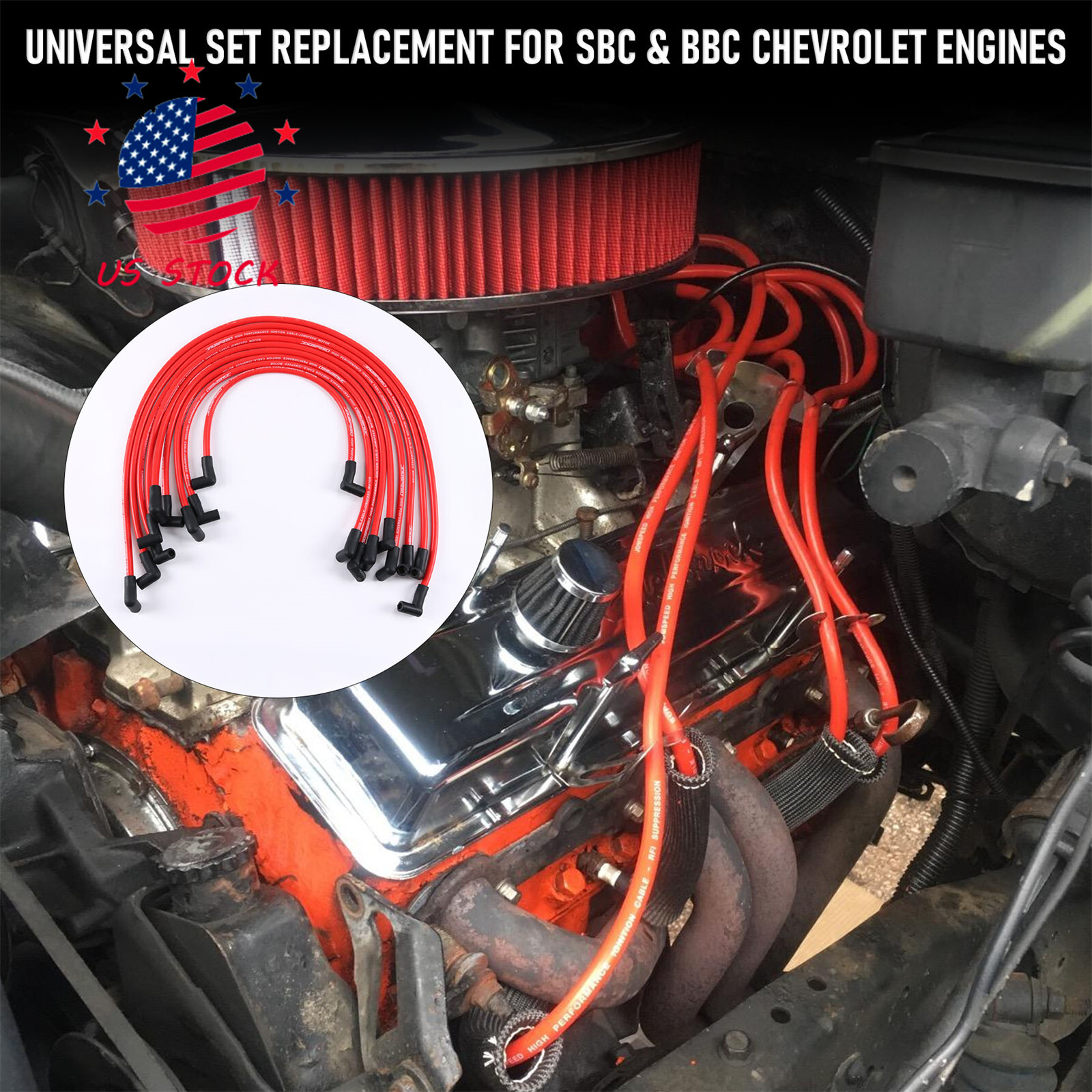 10.5 MM High Performance Spark Plug Wire Set HEI SBC BBC 350 383 454 Electronic