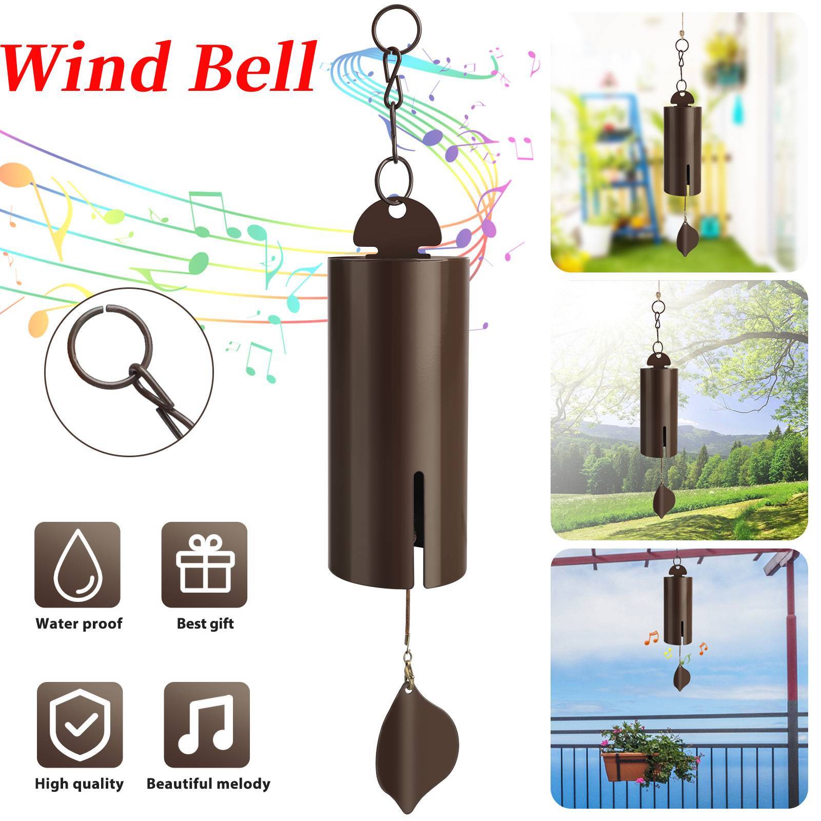 Large Deep Resonance Serenity Bell Heroic Wind Chime Outdoor Home Decor Windbell