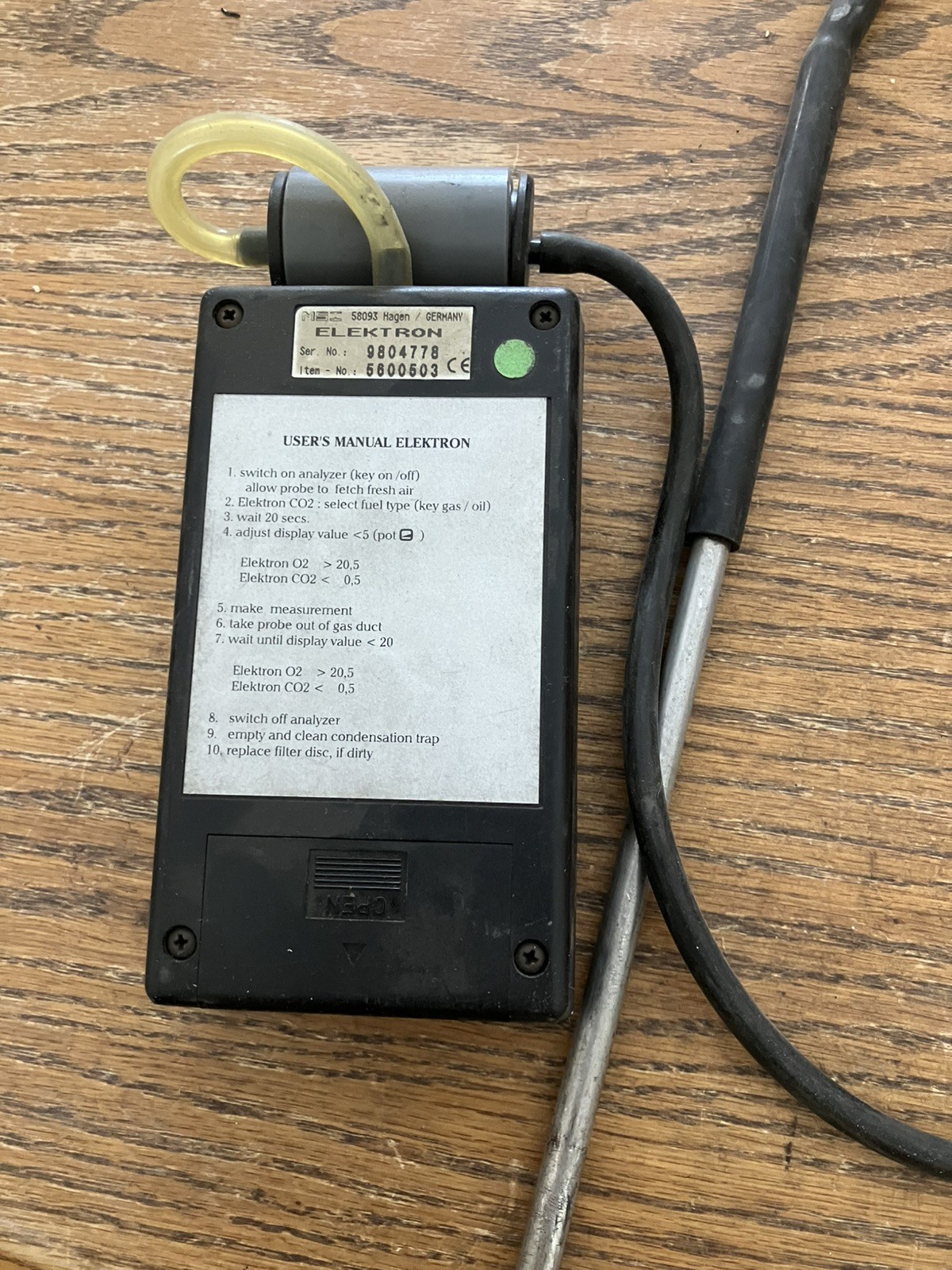 Vintage Elektron -CO Gas Emission Analyzer Digital 5600503