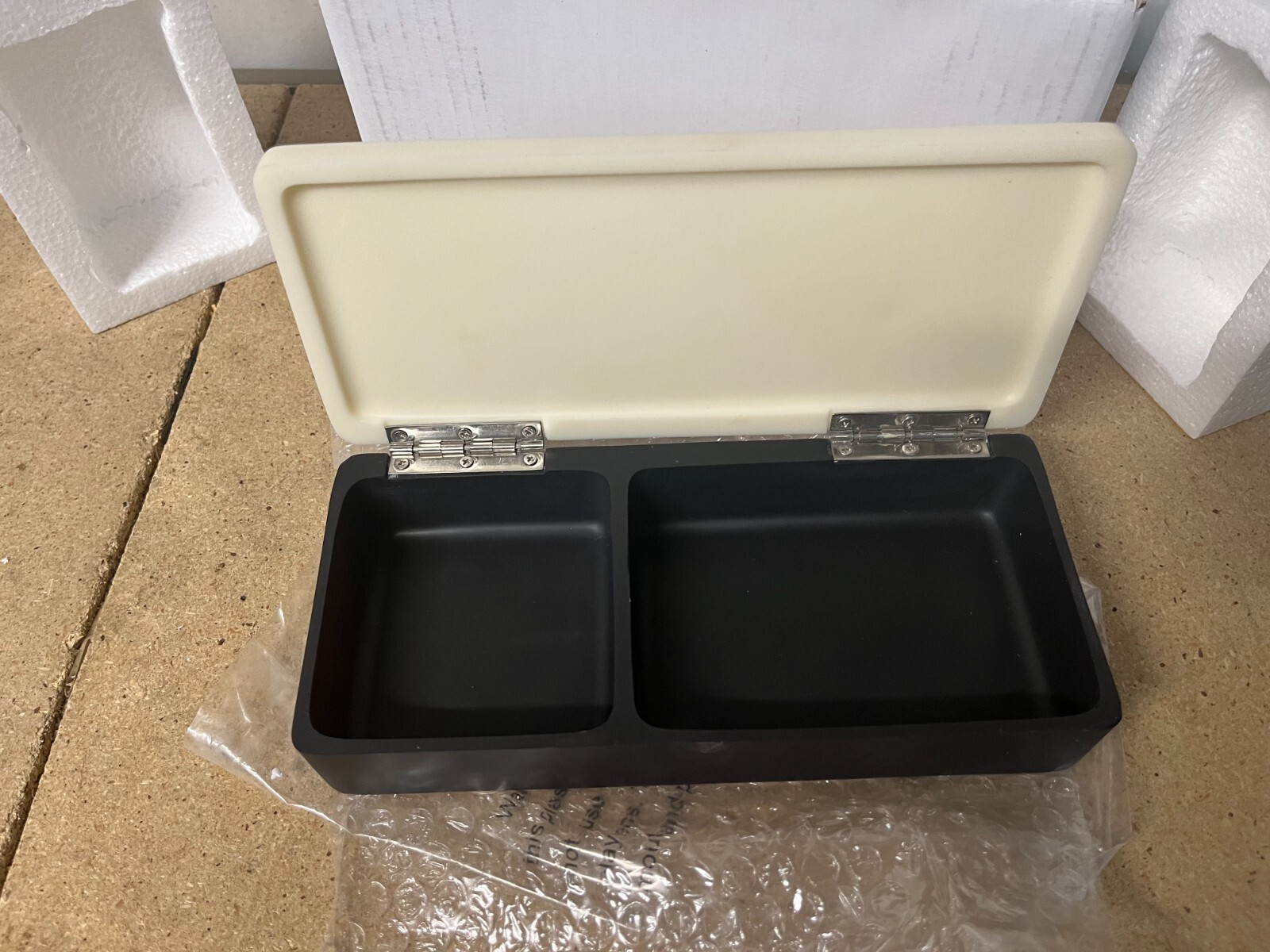 Restoration Hardware 2 Compartment Shower Vanity Storage Box Espresso/Cream C54