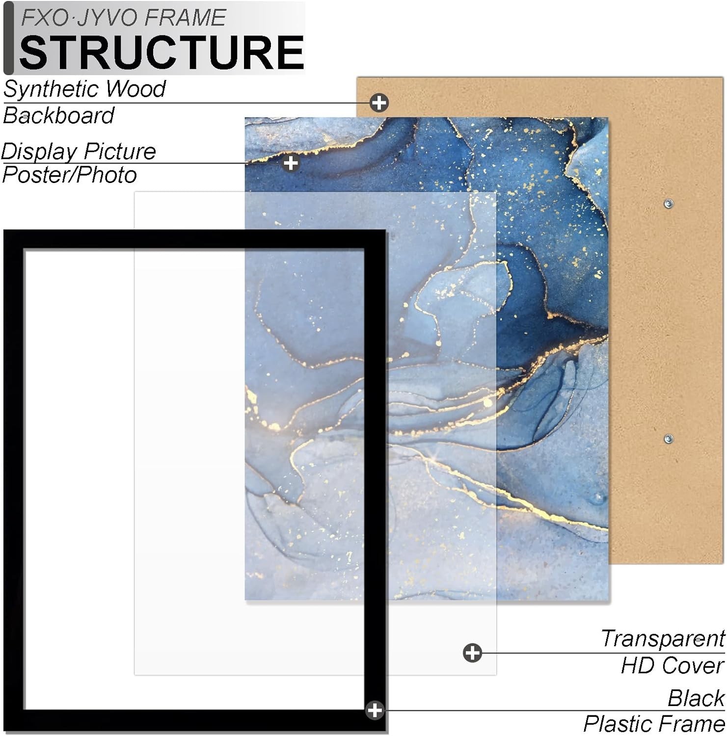 14x22 Picture Frame Set of 3, Black Frame for 14 x 22 Inch Picture Poster Pho...