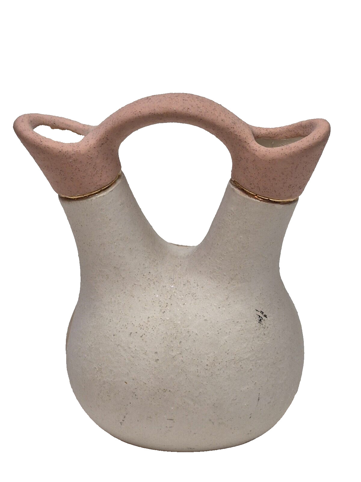 Native American Navajo Art Pottery Wedding Vase Signed Cactus With Gold Accents