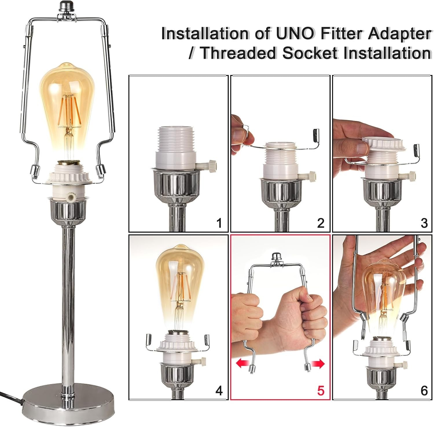 Elegant Adjustable Lamp Shade Harp Holder 7-10 Inches with Silver Finish