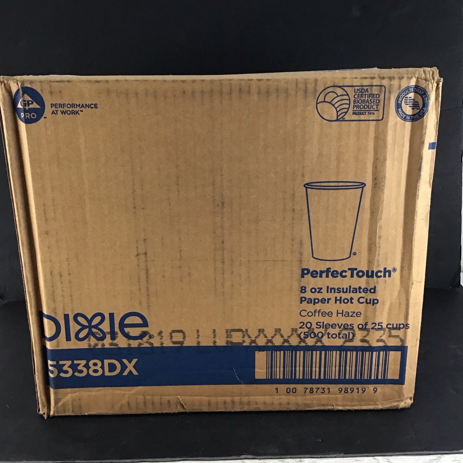 Dixie 5338DX PerfecTouch 8 oz. Paper Hot Cups - Coffee Haze Design (500/CT) New