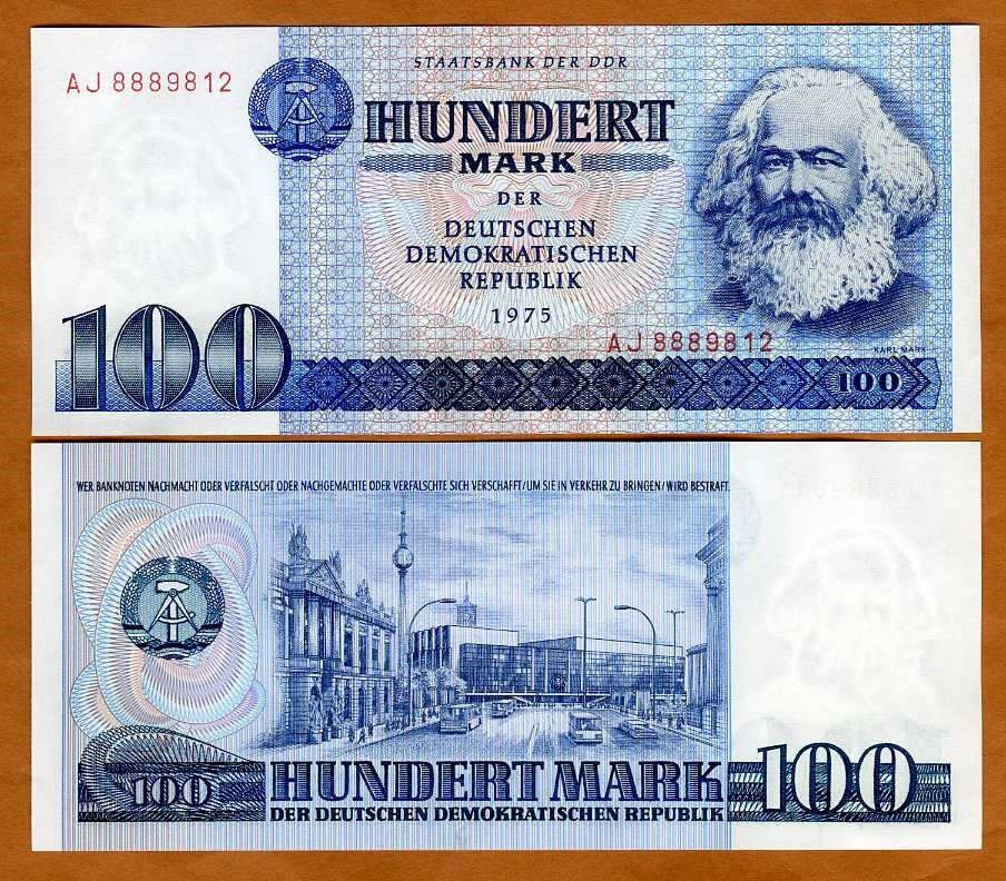 Germany Democratic Republic, DDR East Germany, 100 Mark 1975, P-31 UNC Karl Marx