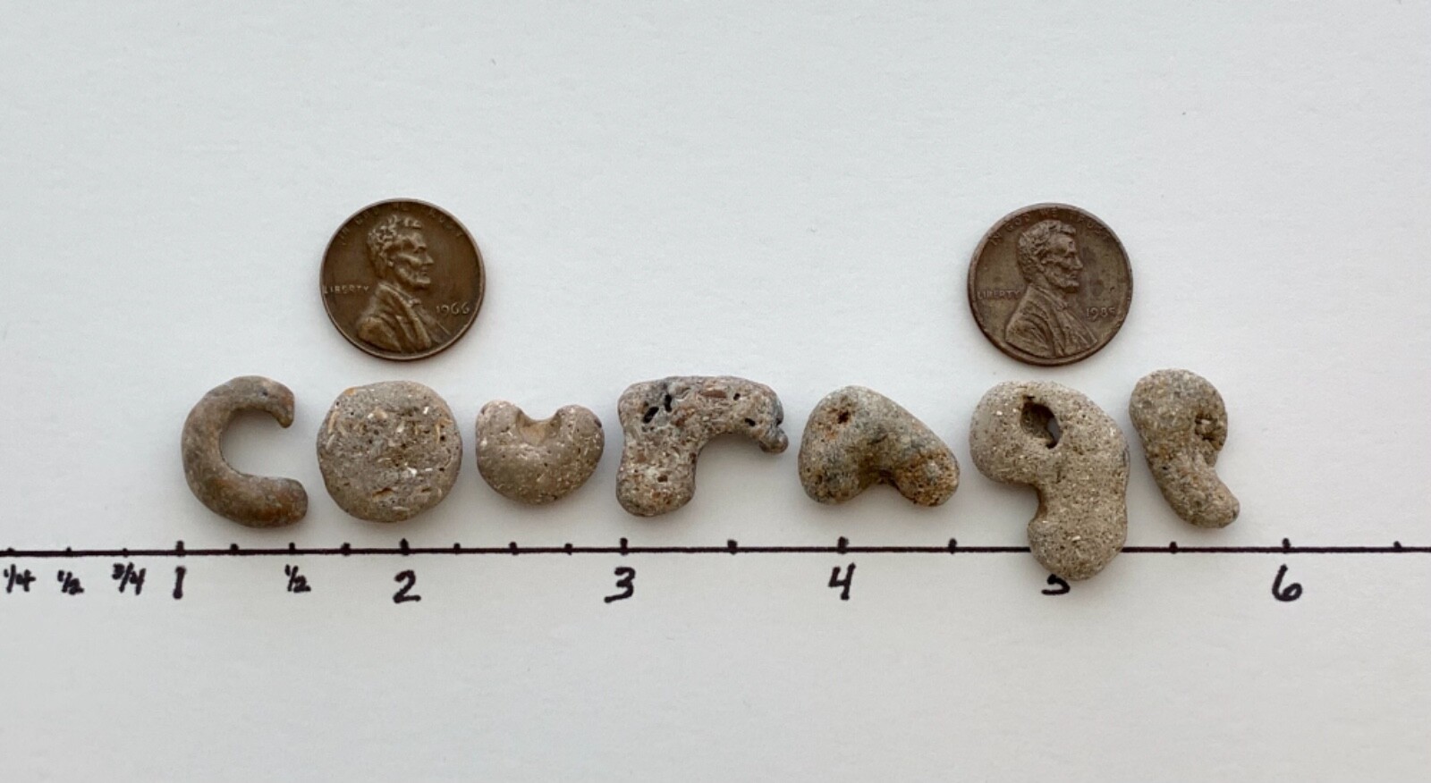 COURAGE Rocks Beach Stones Word Sign Natural Letter Shaped Pebble art craft USA