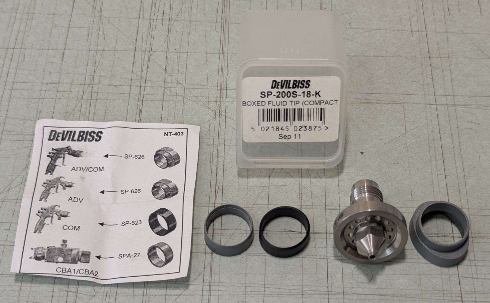 Genuine DeVilbiss Fluid Tip Kit 1.8mm SP-200S-18-K NEW Nozzle