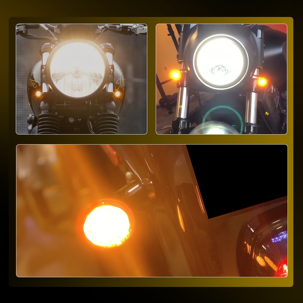 Bullet Amber Turn Motorcycle Black Signals Blinker Lights For Harley Sportster