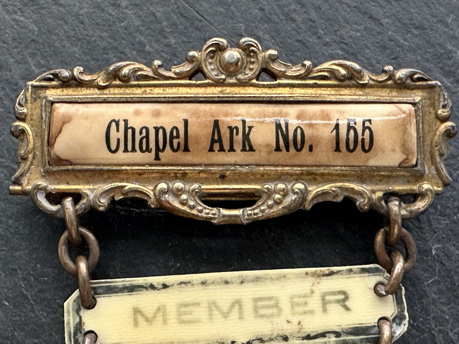 MYSTERY ANTIQUE CHAPEL ARK NO 155 MEMBER PIN BADGE - COLUMBIA PERSONIFIED H838