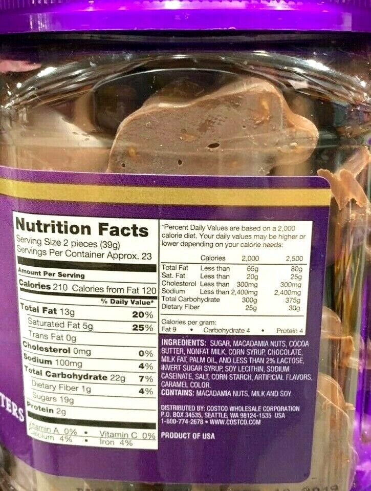 2 Packs Kirkland Macadamia Clusters Salted Caramel Milk Chocolate 32 oz Each