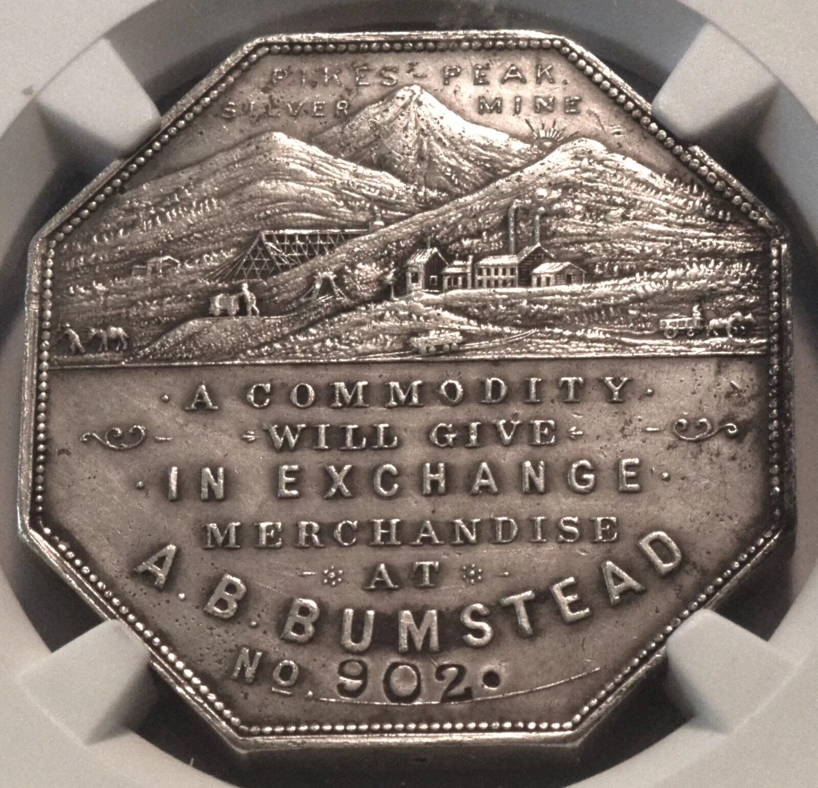 1900 $ Lesher Dollar / HK-789 SC $1 NGC AU / A.B. Bumstead Pikes Peak Silver 1oz