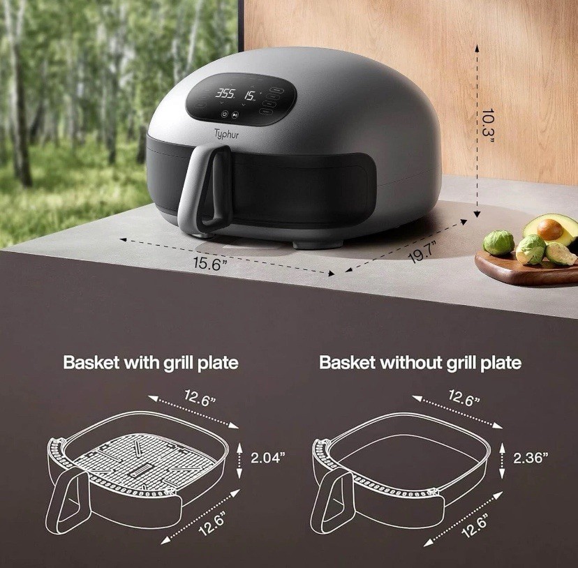 Typhur Dome 2 Air Fryer, Extra Large with Superior Airflow, Self-cleaning.