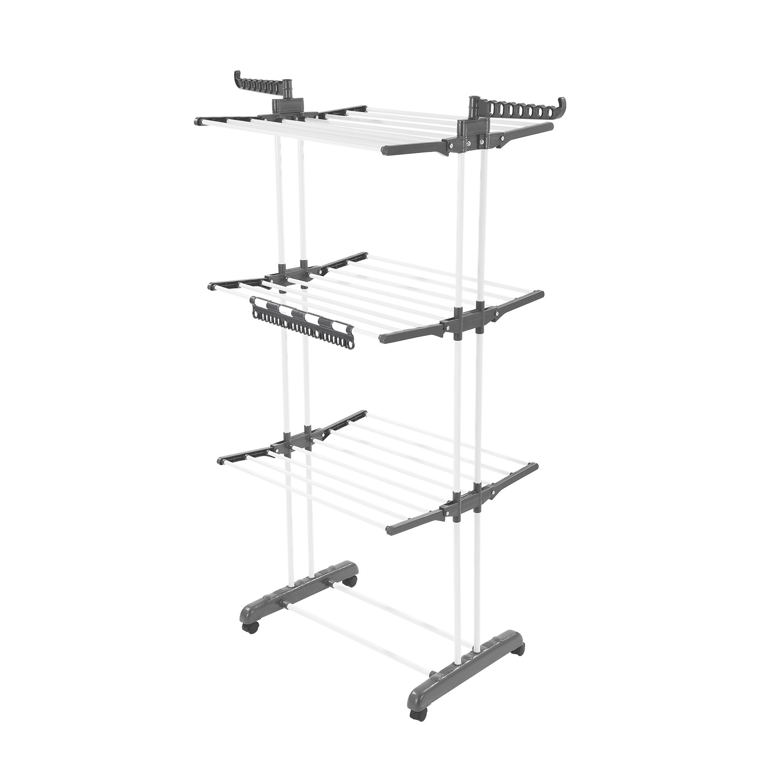 67.5“ Foldable Clothes Drying Rack Rolling Folding 4-Tier Dryer Hanger 4 Castors