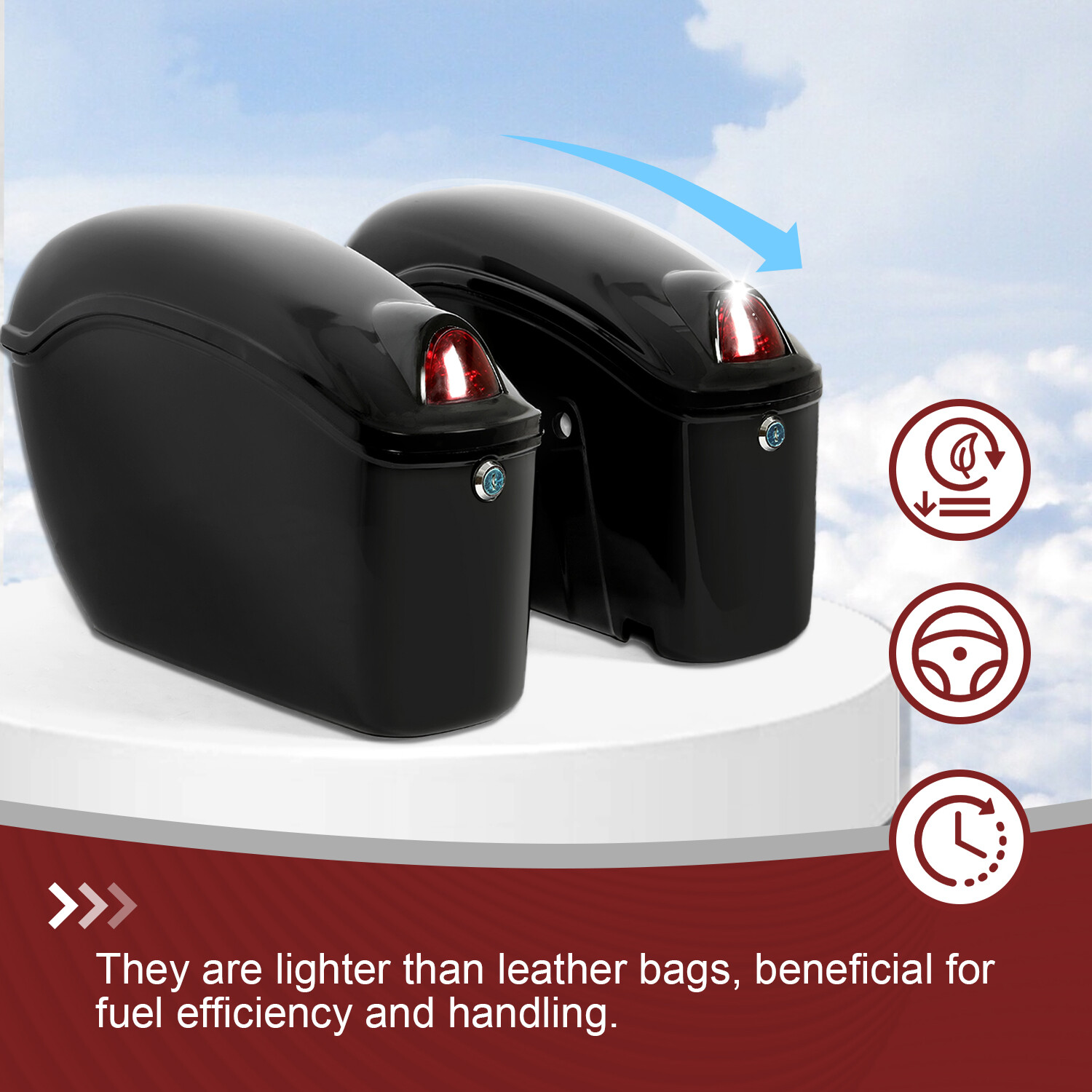 Motorcycle Universal Luggage Hard Saddle Bags For Harley Honda Yamaha Cruiser