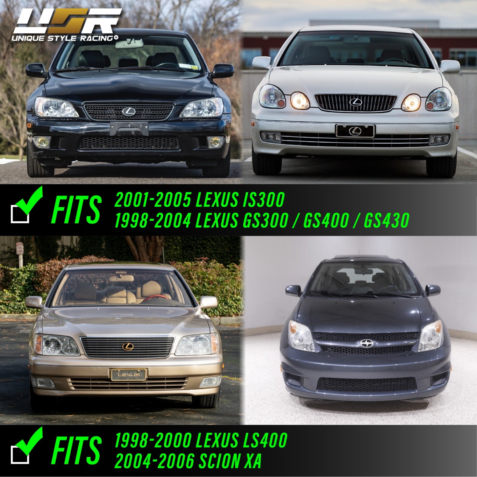 DEPO Front Clear Bumper Side Markers FIT 98 99 00-05 Lexus GS300 / GS400 / GS430