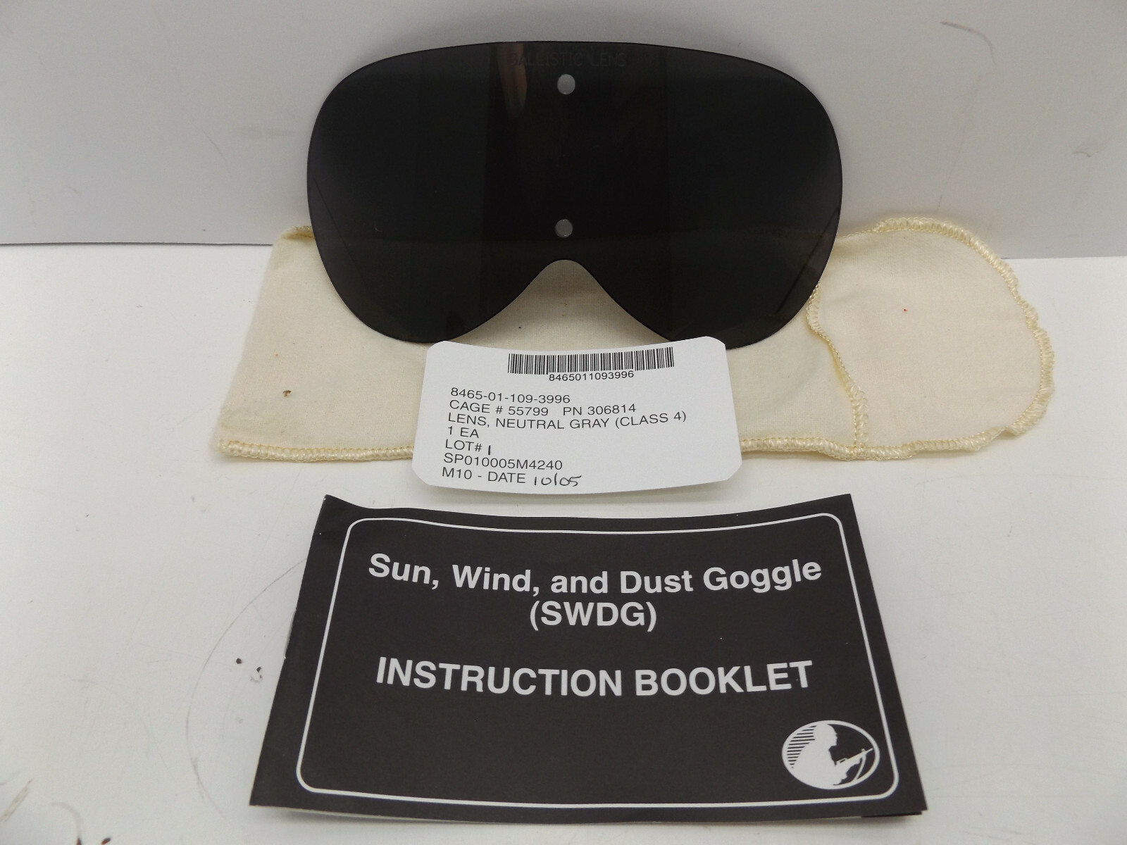 Gray Replacement Lens for Military Issued Sun, Wind, & Dust Ballistic Goggles