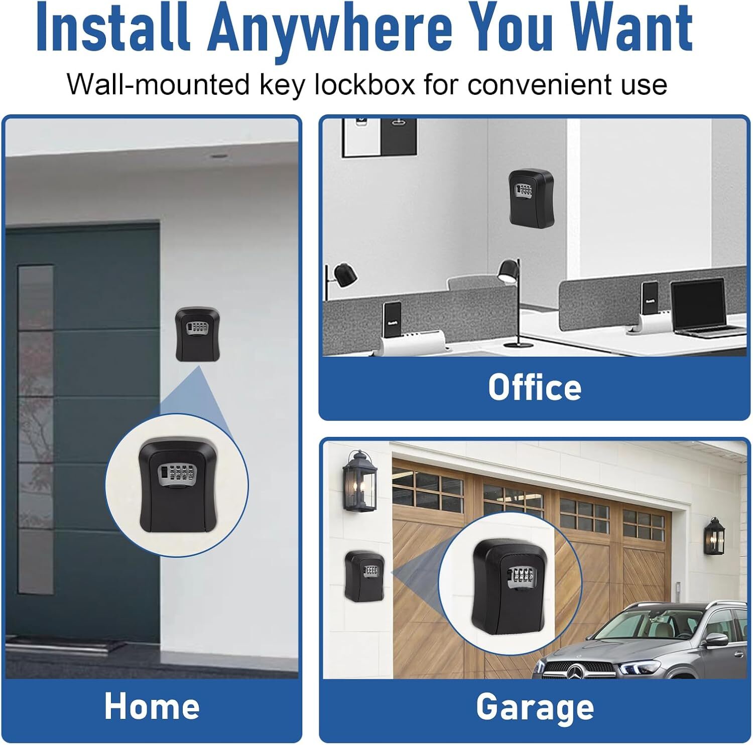 Key Lock Box 4-Digit Combination Lockbox Waterproof Key Safe Security Storage