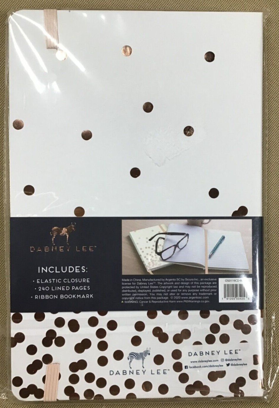 Lined Journal 8.5" x 5.5" Rose Gold Dot - Dabney Lee (Hardcover) NEW 📖