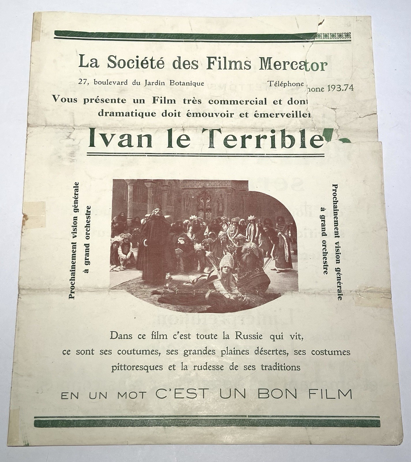 IVAN THE TERRIBLE Vintage 1917 Silent Film - ITALIAN EPIC Original Movie Herald