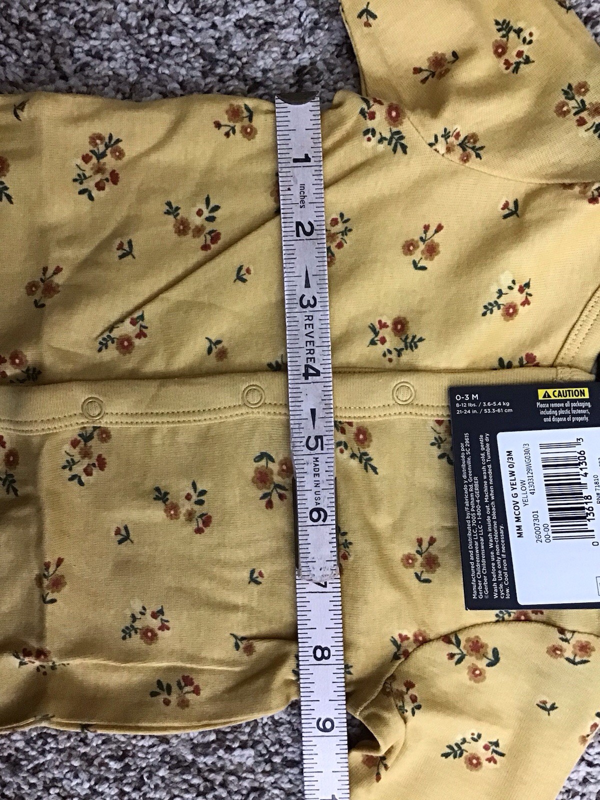 NEW INFANT GIRL'S 0-3 Month MODERN MOMENTS BY GERBER Onsie COVERALL Yellow (GM2)