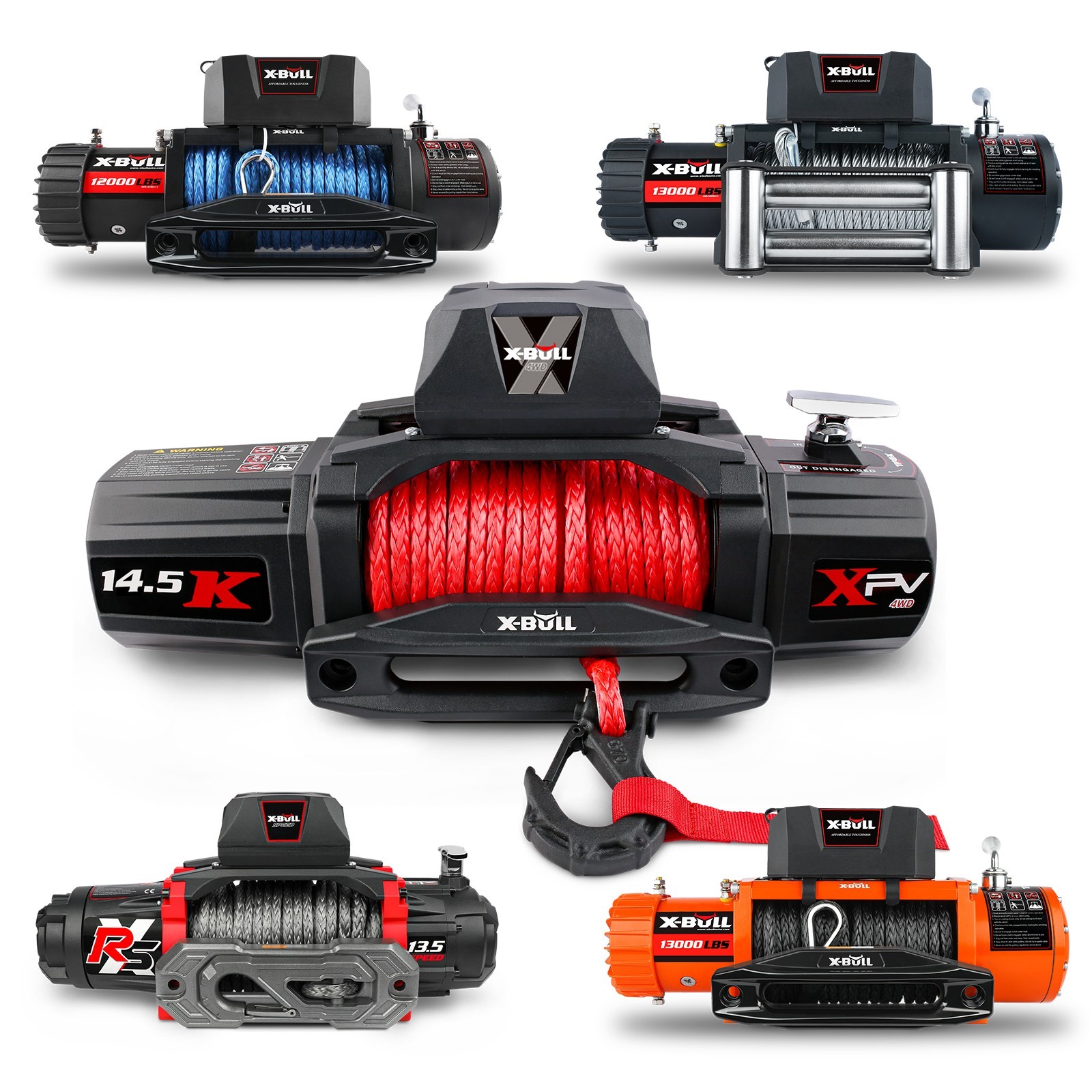 X-BULL Winch 14500LBS 13500LBS 12000LBS Truck Trailer Jeep Offroad 12V 4WD 4x4