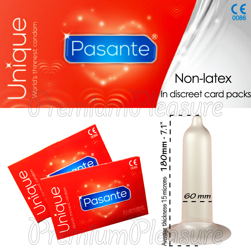 Pasante Unique * World thinnest * condoms Non-latex Flared base*Ultra super thin