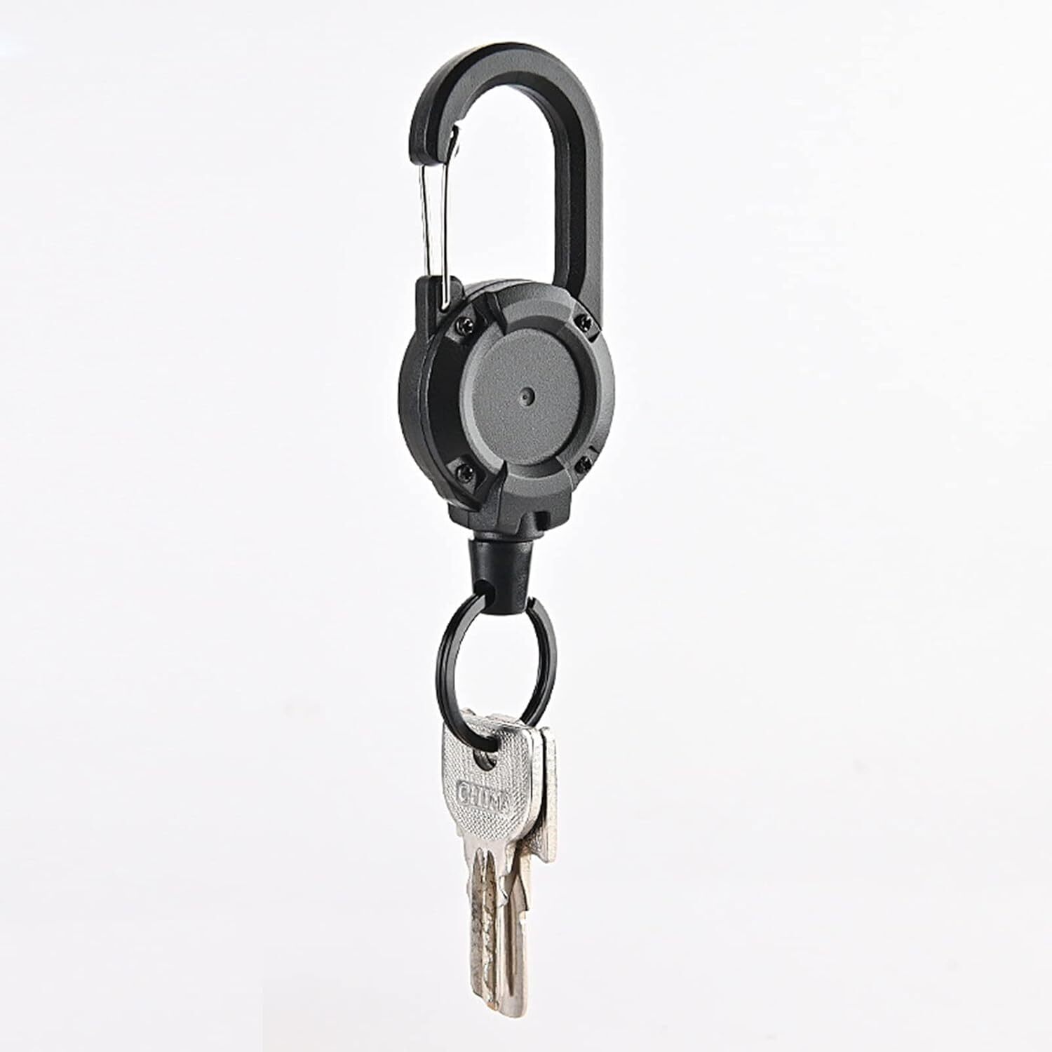 2Pcs Heavy Duty Keychain Retractable Carabiner Car Key Chain with Badge Holder