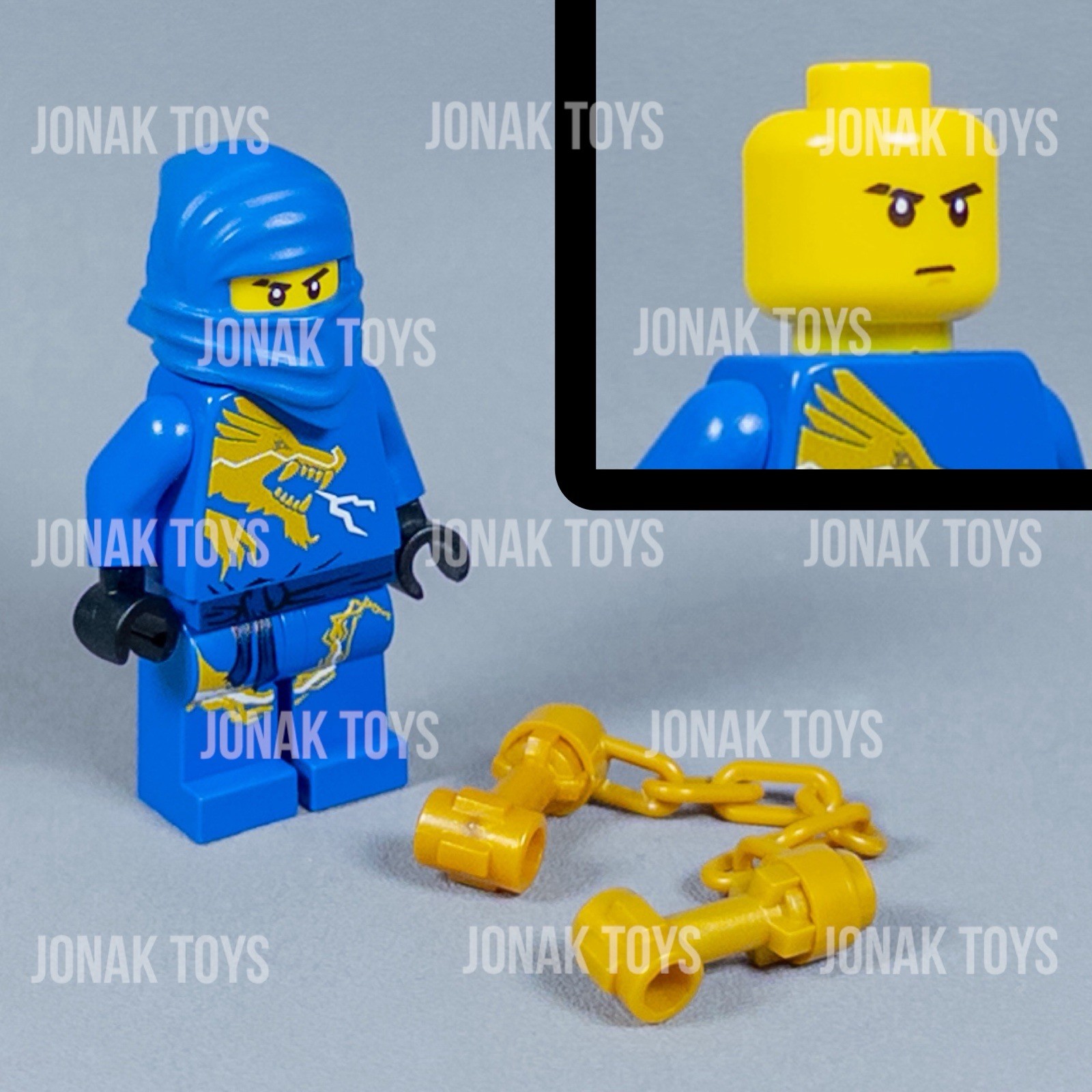 LEGO Ninjago Jay DX Custom Minifigure- Printed On LEGO, With Nunchucks!