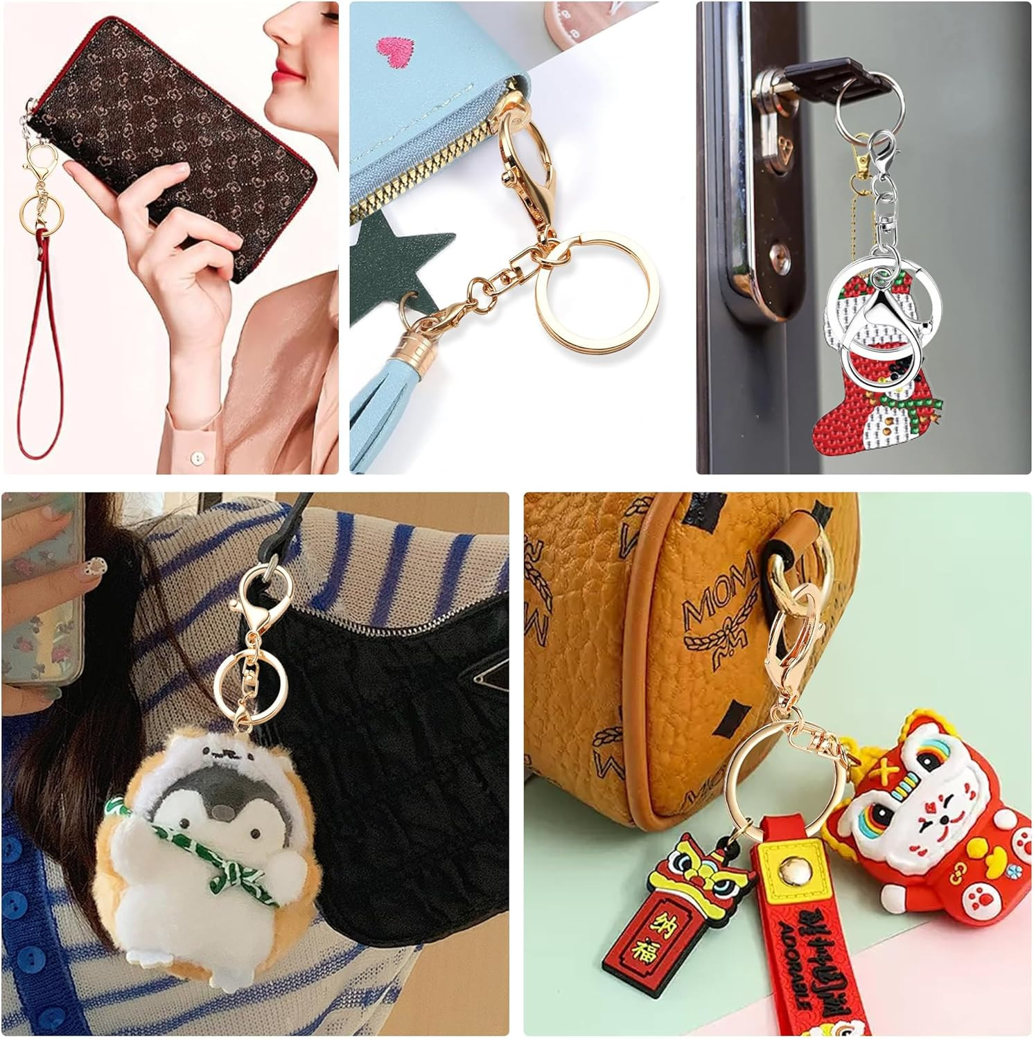 10 Pack a Set Metal Lobster Claw Clasps and Key Rings, Key Chain Accessories, Ke