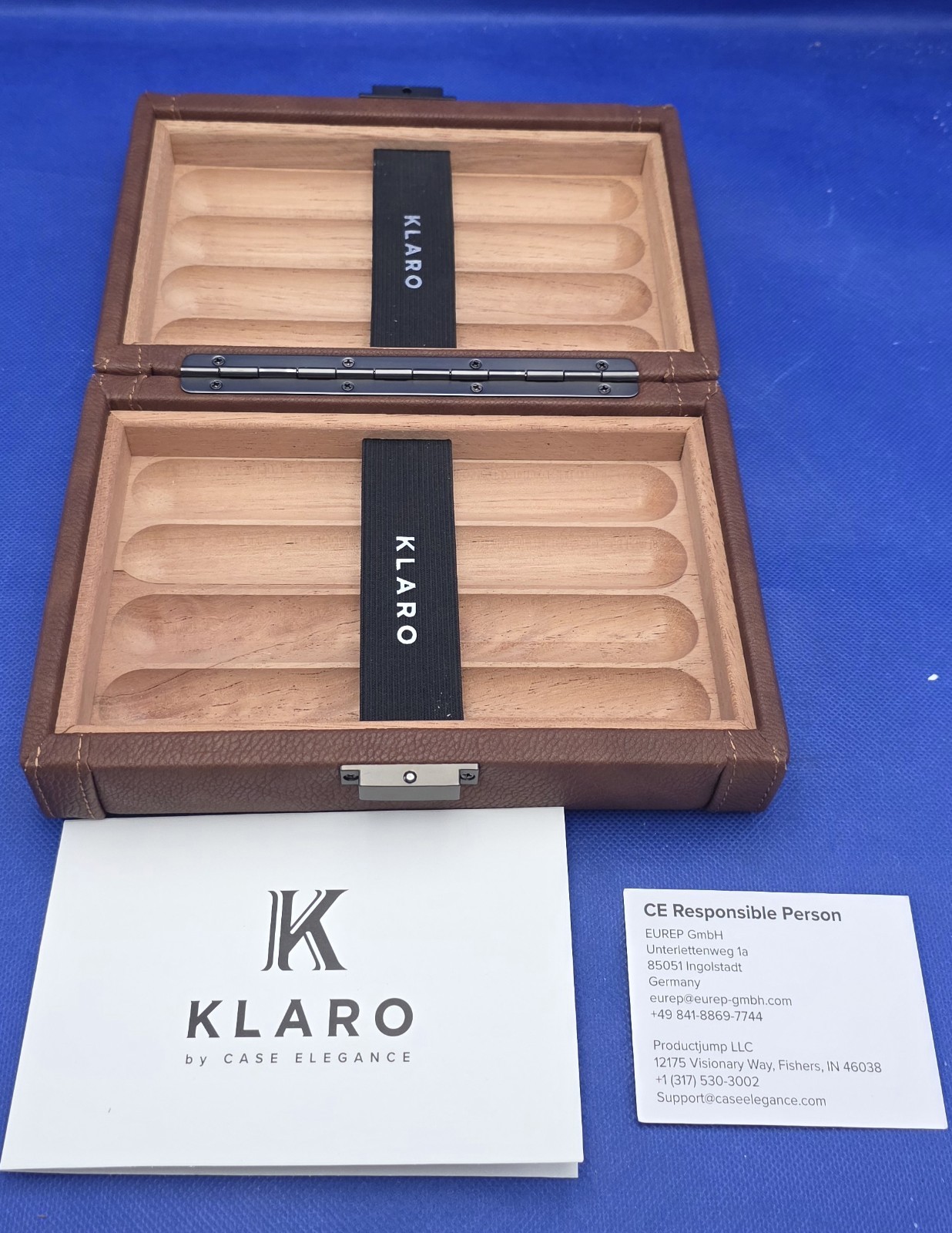 New Leather UKLARO - Maxwell 8 Cigar Travel Case - Brown. By Case Elegance