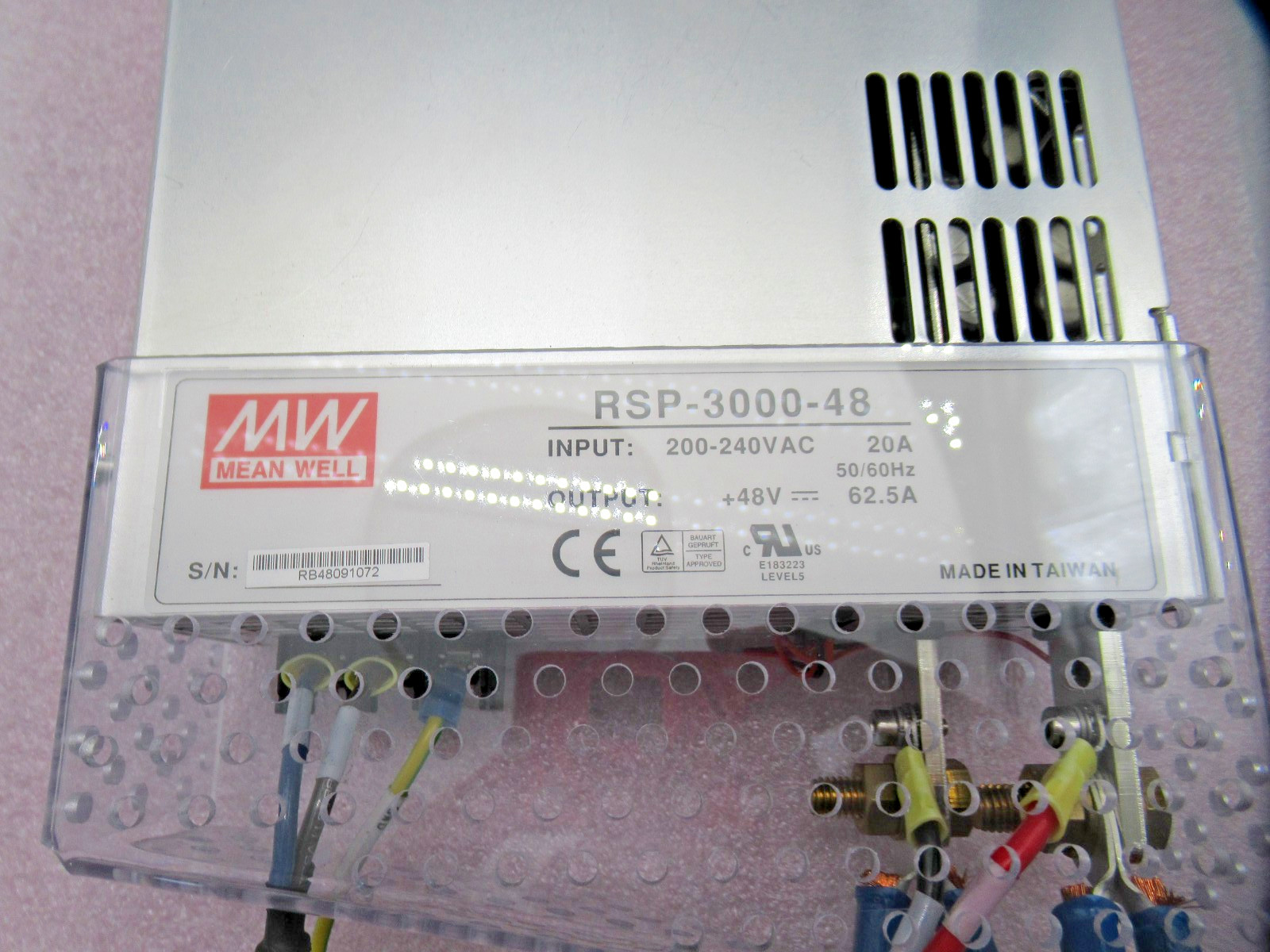 Mean Well RSP-3000-48 3000W Power Supply In: 200-240VAC 20A 60Hz Out: 48V 62.5A