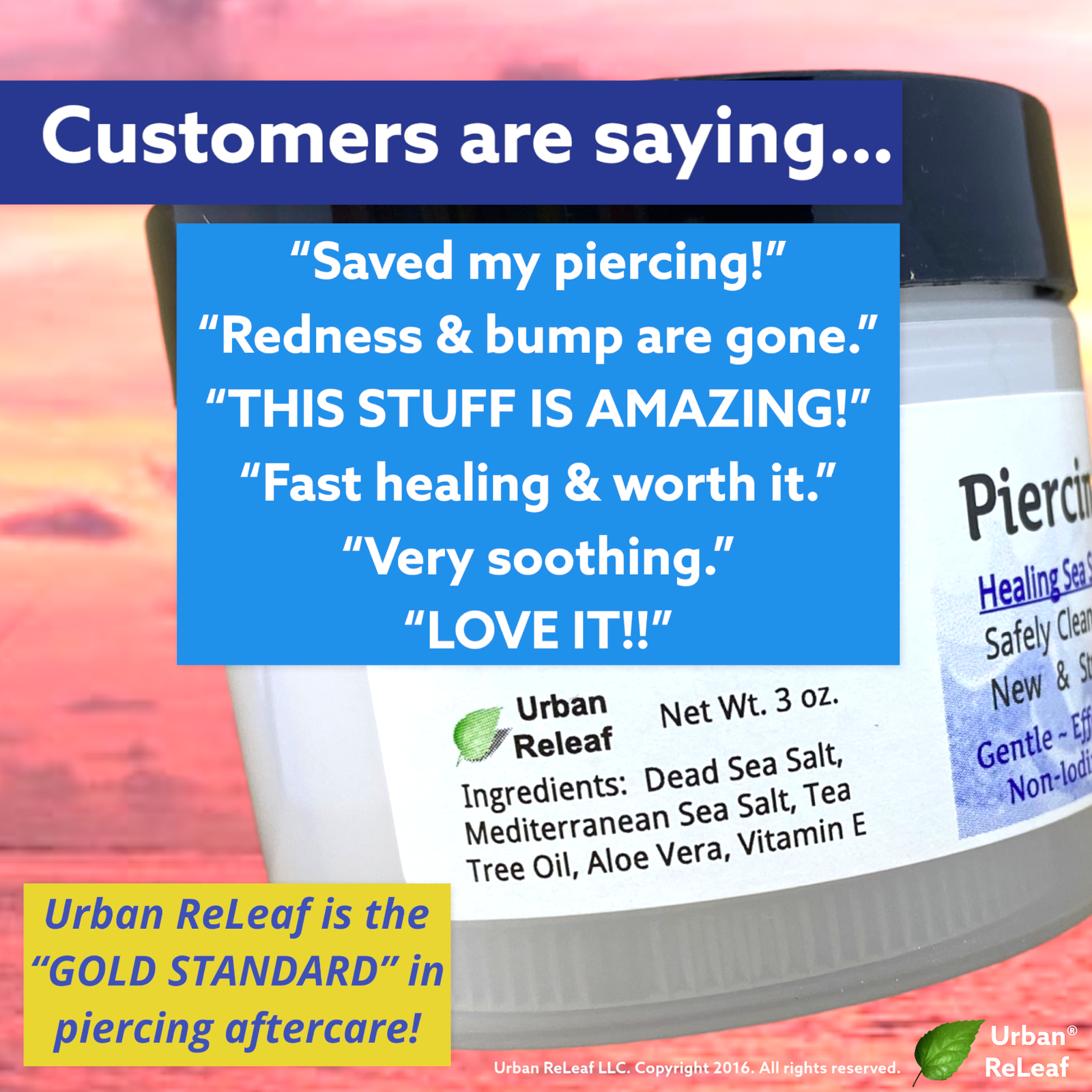 Urban ReLeaf Piercing Care Concentrate Jar! Heal Red Angry Bump Itchy Aftercare
