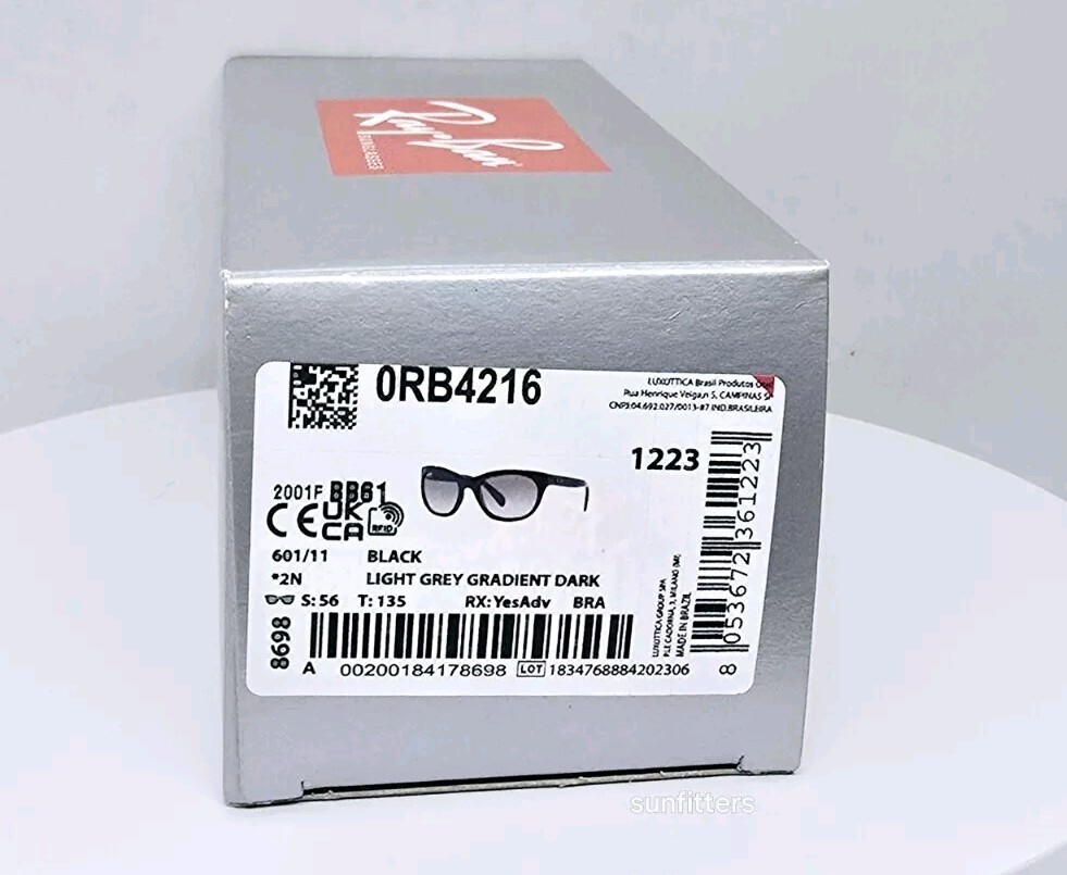 RAY BAN black/grey gradient RB4216 601/11 56 sunglasses NEW IN BOX! Authentic!