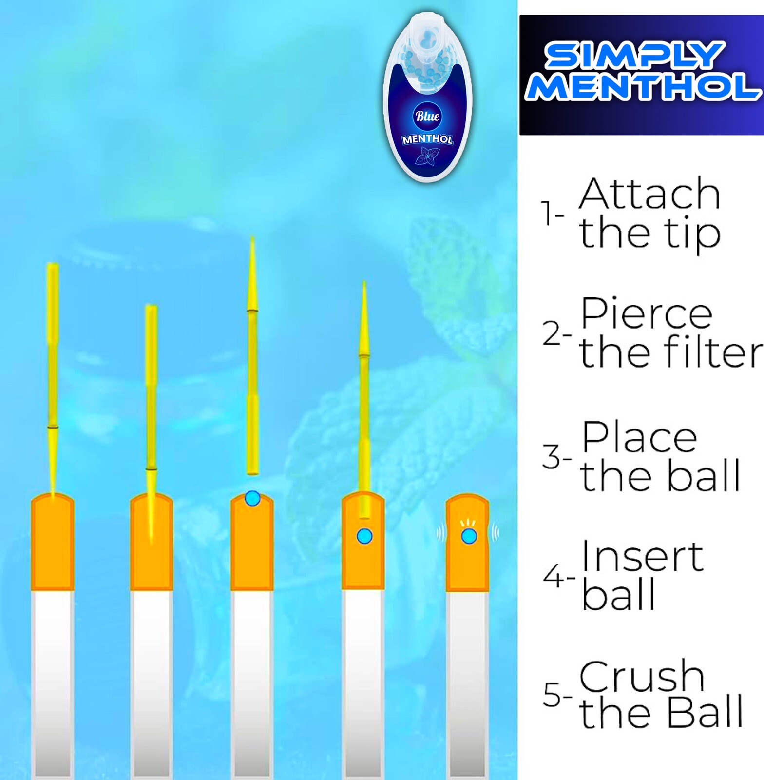 100 Filter Balls Menthol Cigarette Beads Burst Balls Crush Balls Blue (3 Pack)