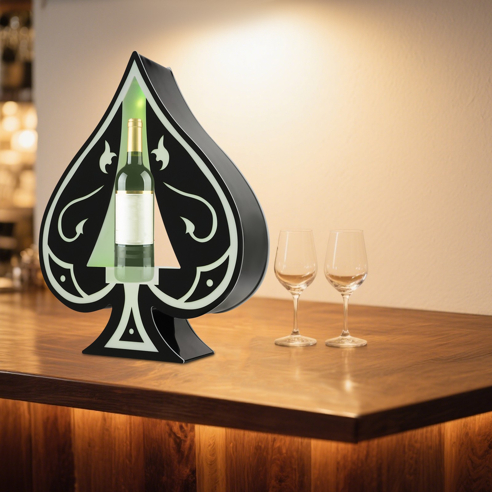 LED Lighted Liquor Bottle Display Ace of Spades Champagne Bar Bottle Stand Shelf