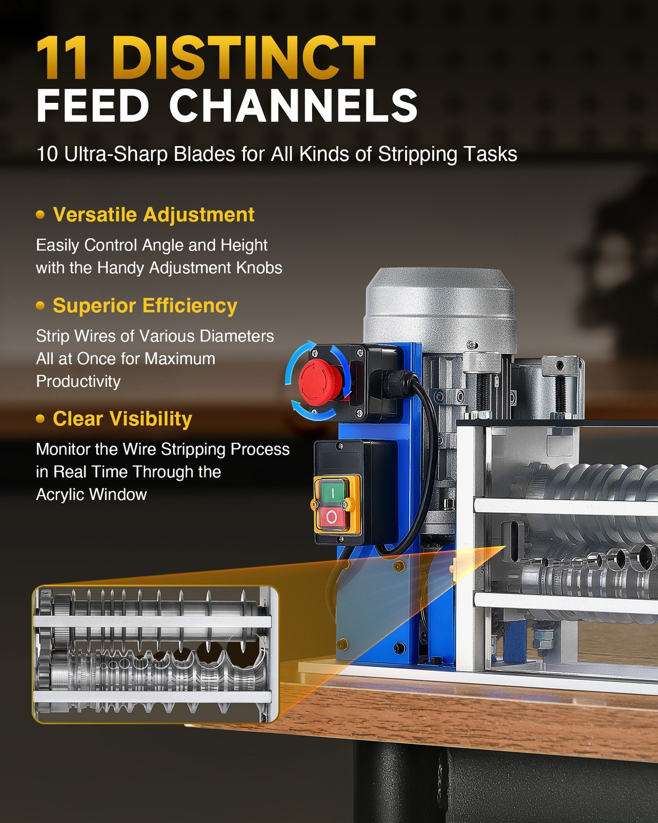 CREWORKS Wire Stripping Machine Copper Cable Peeling Stripper Metal Recycle Tool