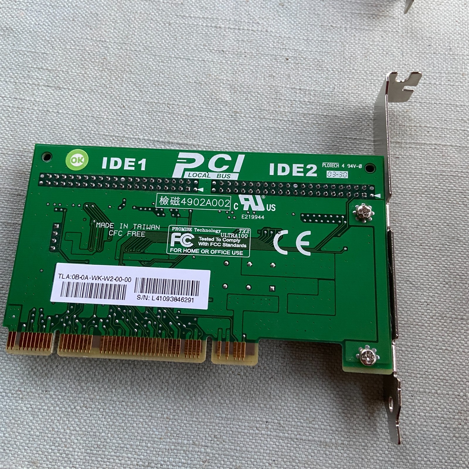 Promise Technologies Ultra 100 TX2 ATA/ATAPI Dual IDE Controller PCI Card Vintag