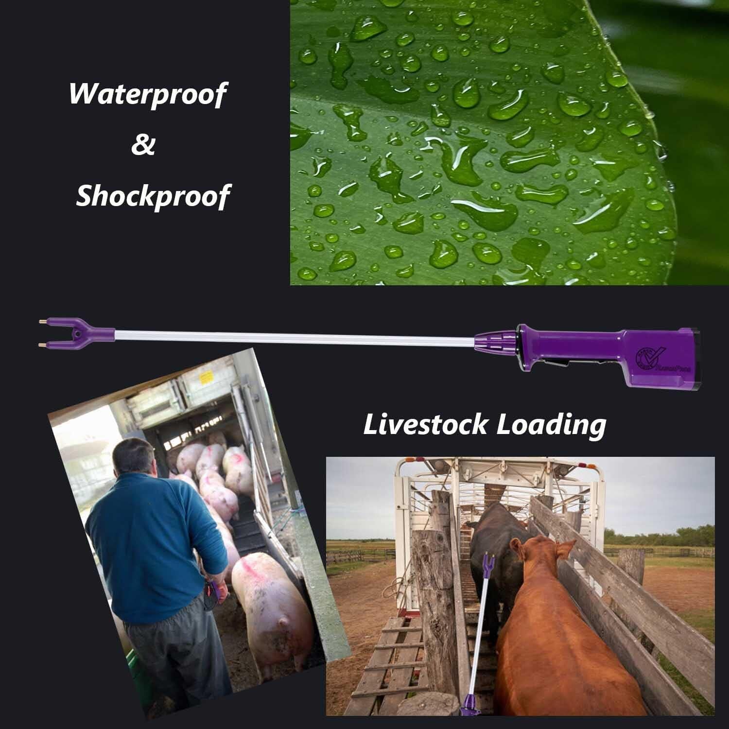 Purple Rechargeable Livestock Prod Waterproof Cattle Prod Hot Shot Felixible