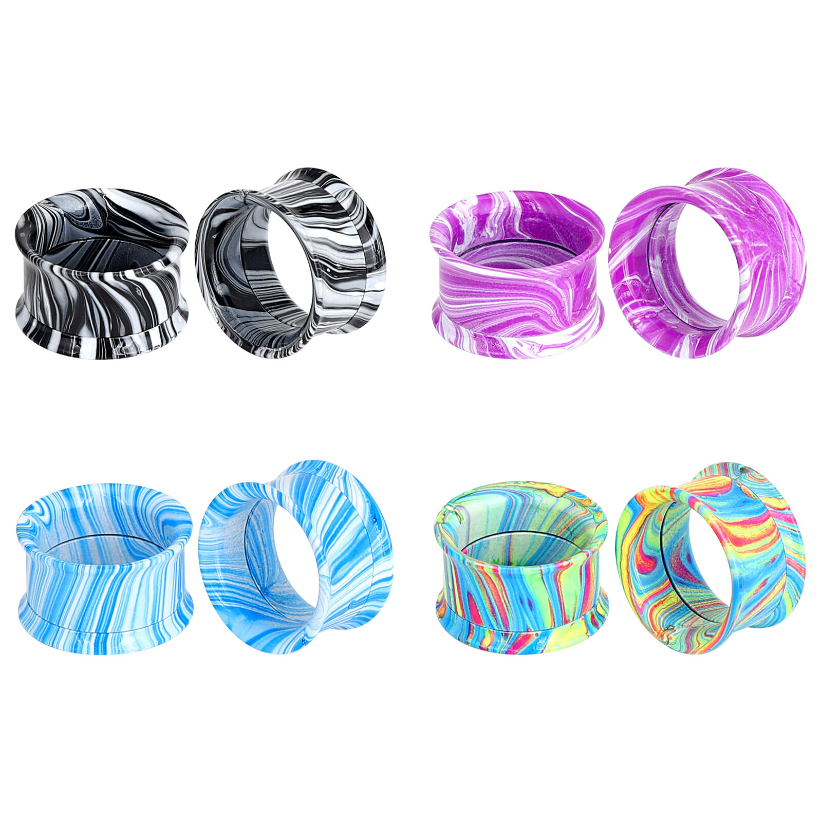 Ear Gauges Ear Plugs Stainless Steel Screw Flesh Tunnels Hollow Earskins - 2PCS