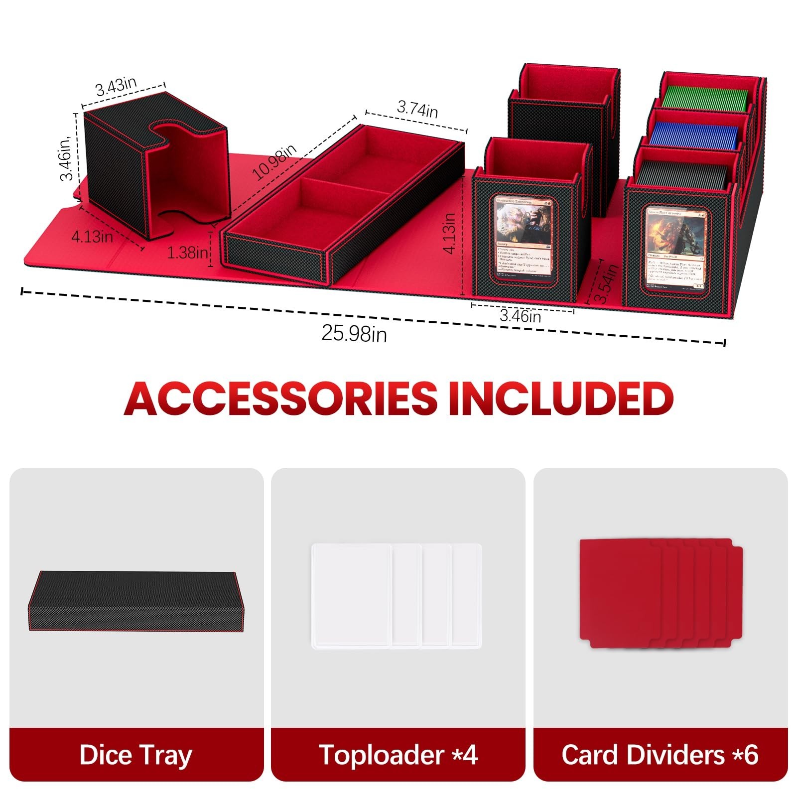 Card Deck Box for MTG with Commander Display, 7 In 1 Card Storage Box Fits 60...