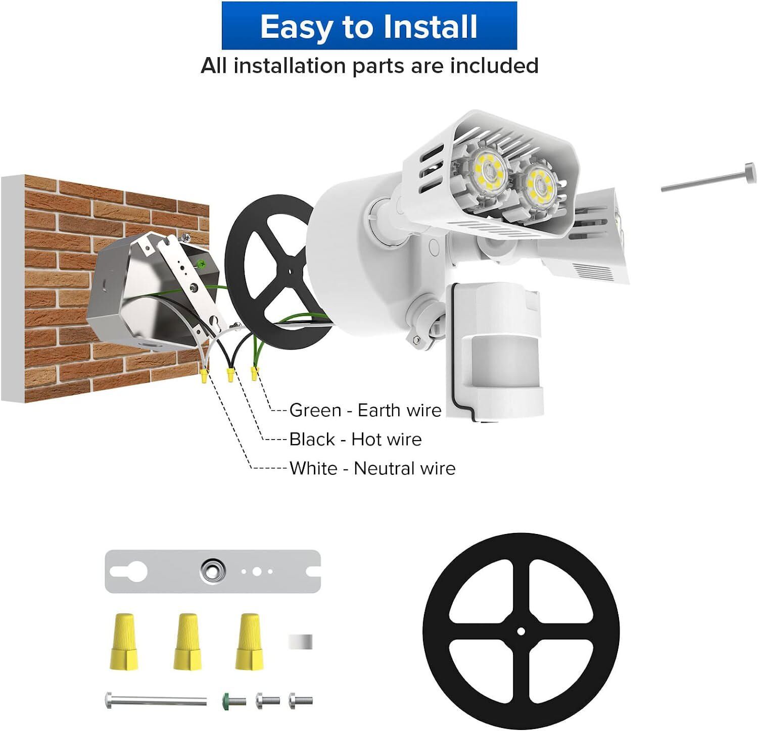 SANSI 18W Motion Sensor LED Security Light Floodlight 180° Dual-Head Area Safe