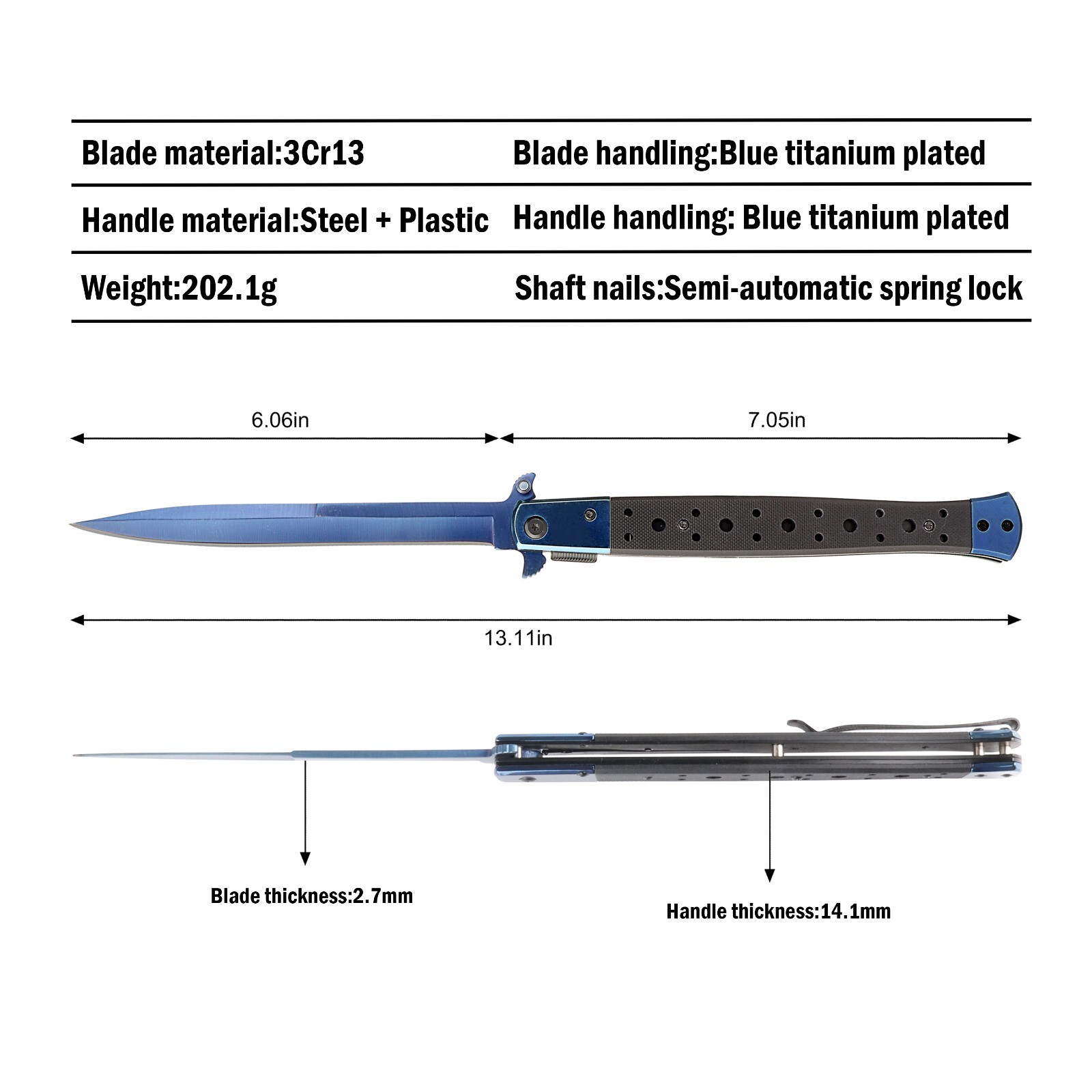 Godfather Folding Knife 3Cr13 Steel Blade Liner Lock Camping Hunting Fishing