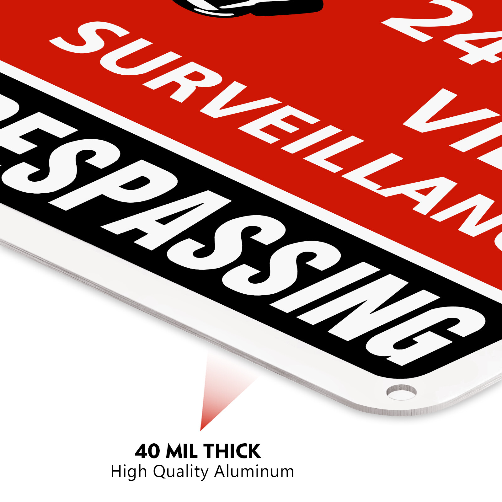 3 Pk No Trespassing 24 Hr Video Surveillance Warning Sign Aluminum UV Protected