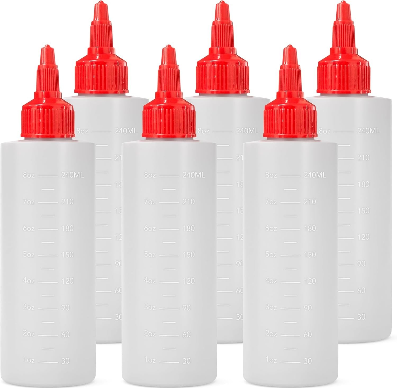 6-pack Plastic Squeeze Bottles for Sauces - 8oz Condiment Squeeze Bottles for...