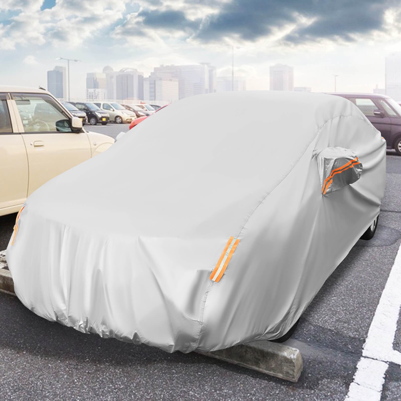 185" Car Cover for Automobiles Outdoor Full Cover with Cotton Lining Waterproof