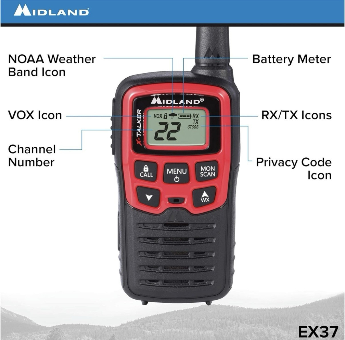 Midland EX37VP E+ Ready Emergency Weather NOAA Two Way Radio