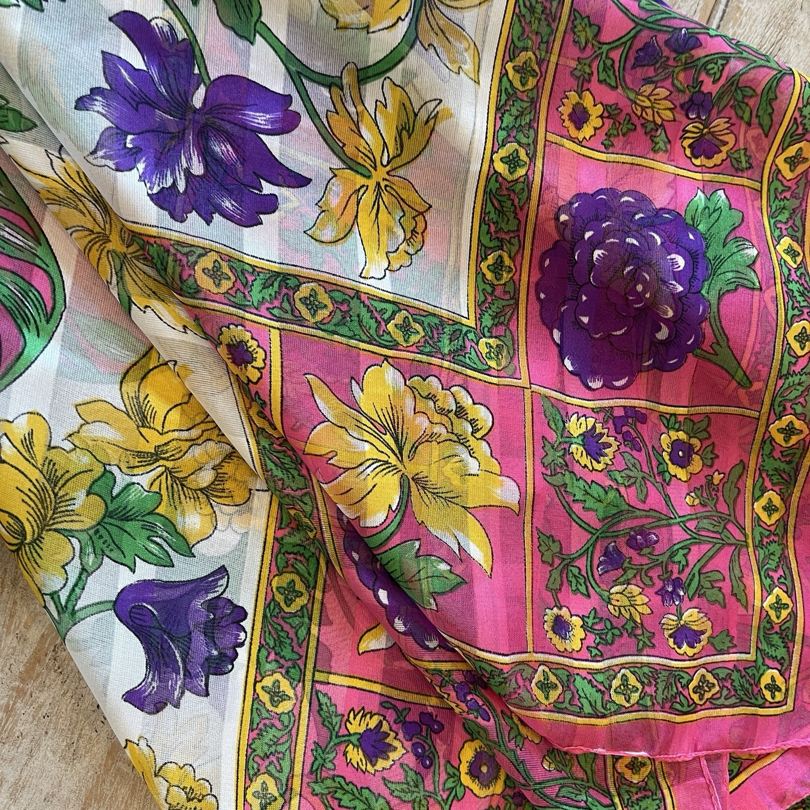 Vintage Chiffon Shear Scarf - bright Bold Beautiful