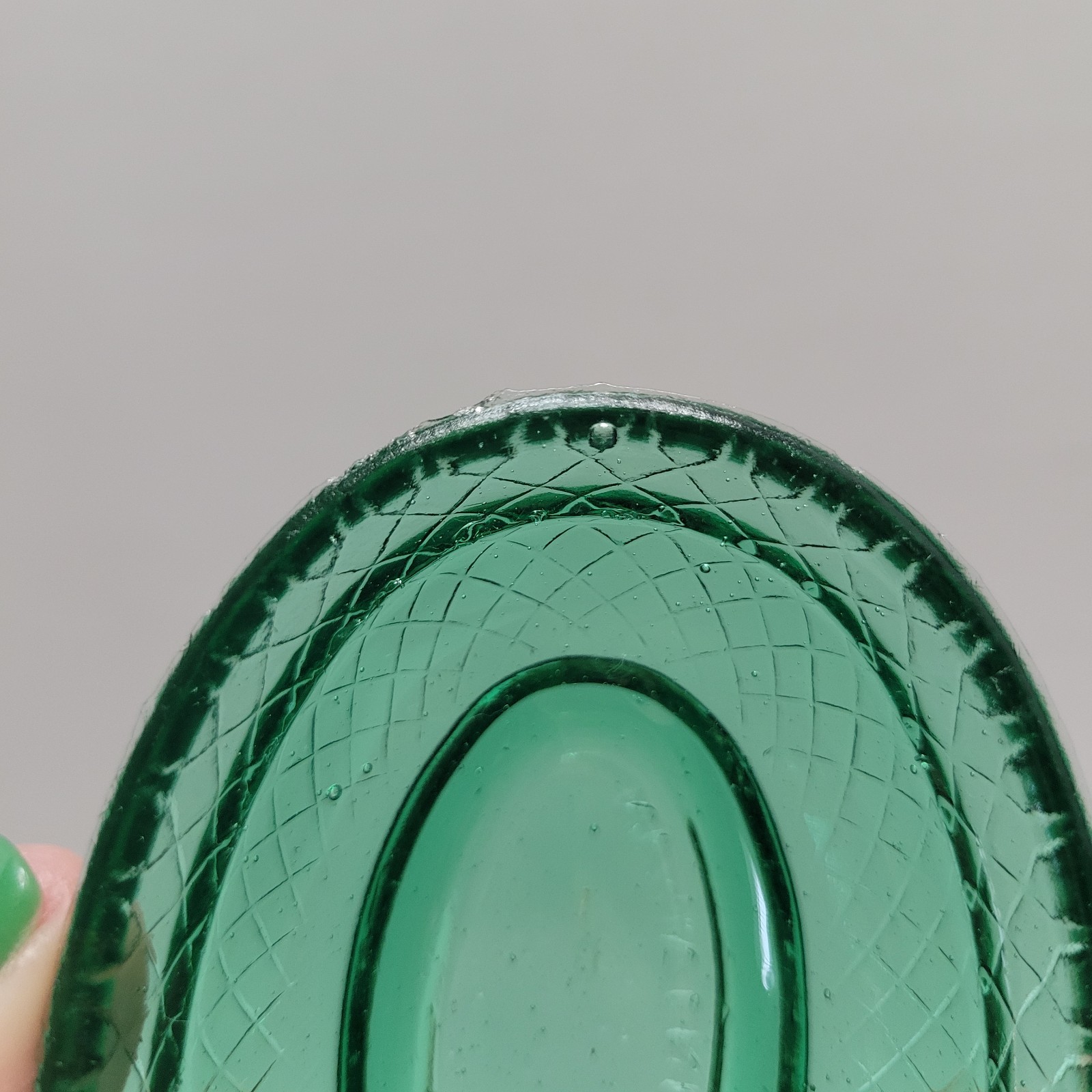 Vintage Green Glass Mini Hen On A Nest Salt Cellar Made In Taiwan 3.5" Chicken